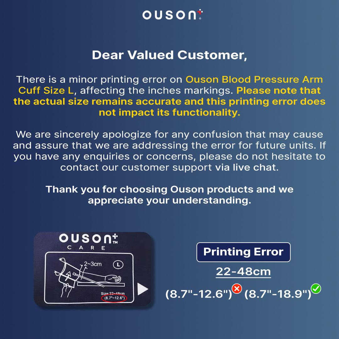 Ouson Blood Pressure Upper Arm Cuff (L size 22-48cm) - Ouson