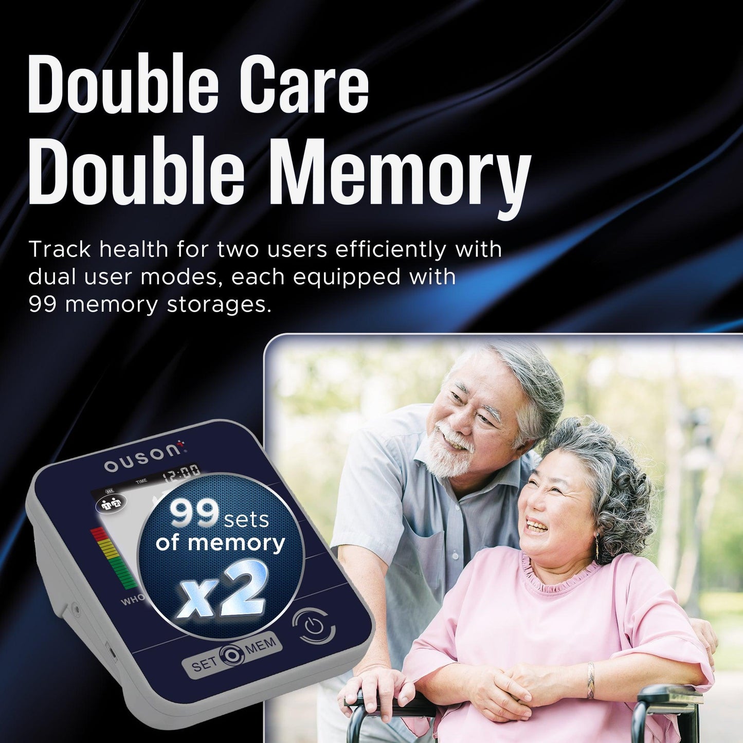 Ouson Home Pro 3.5" Backlight Arm-Type Electronic Blood Pressure Monitor - Ouson