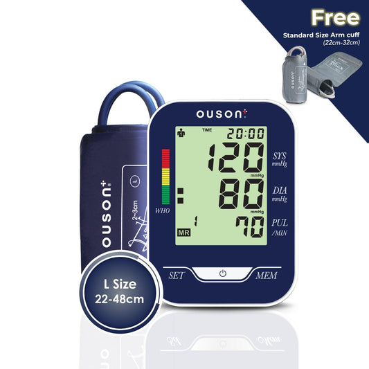 Ouson Senior Elite 3 Colour Backlight L Size (22cm-48cm) Arm Type Electronic Blood Pressure Monitor - Ouson