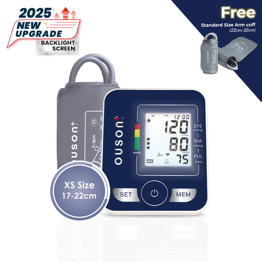 Ouson Travel Lite Backlight XS Size (17cm-22cm) Arm Type Electronic Blood Pressure Monitor