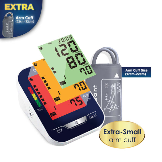 Ouson Senior Elite 3 Colour Backlight XS Size (17-22cm) Arm Type Electronic Blood Pressure Monitor