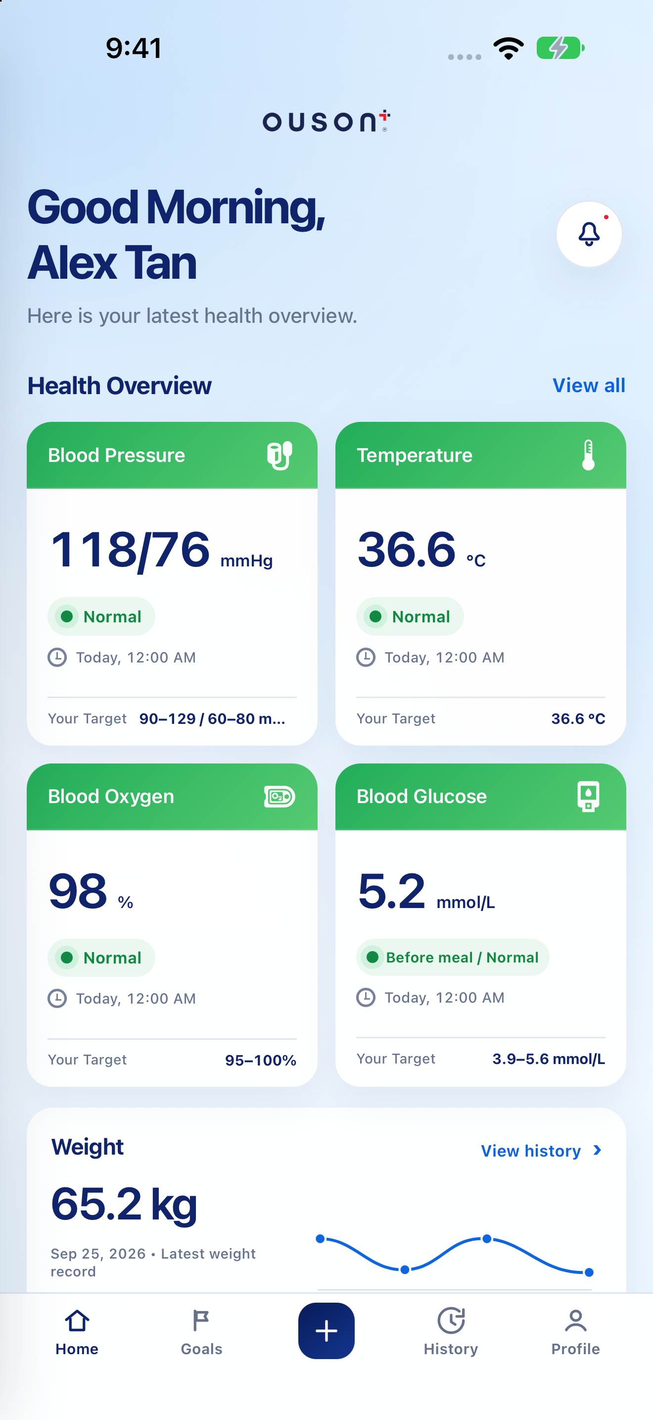 OUSON Health Home on iPhone