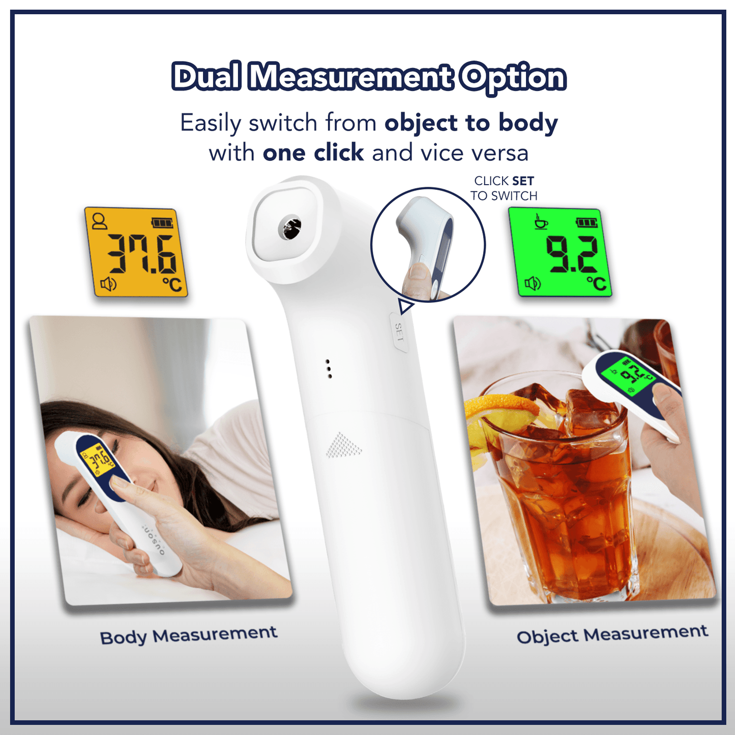 Ouson 3 Colour Backlight Infrared Thermometer - Ouson