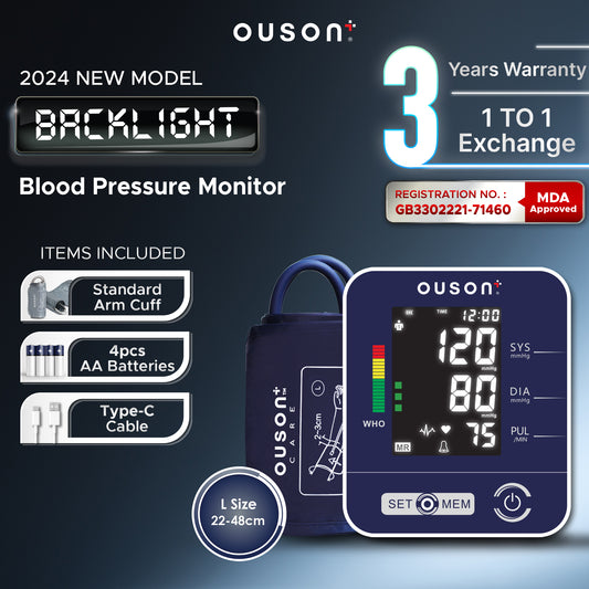 Ouson 3.5" Backlight L Size (22cm-48cm) Arm-Type Electronic Blood Pressure Monitor [BSX516]