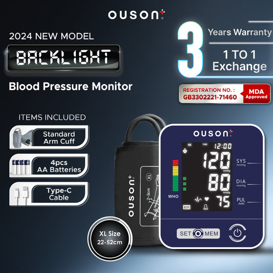 Ouson 3.5" Backlight XL Size (22cm-52cm) Arm-Type Electronic Blood Pressure Monitor [BSX516]