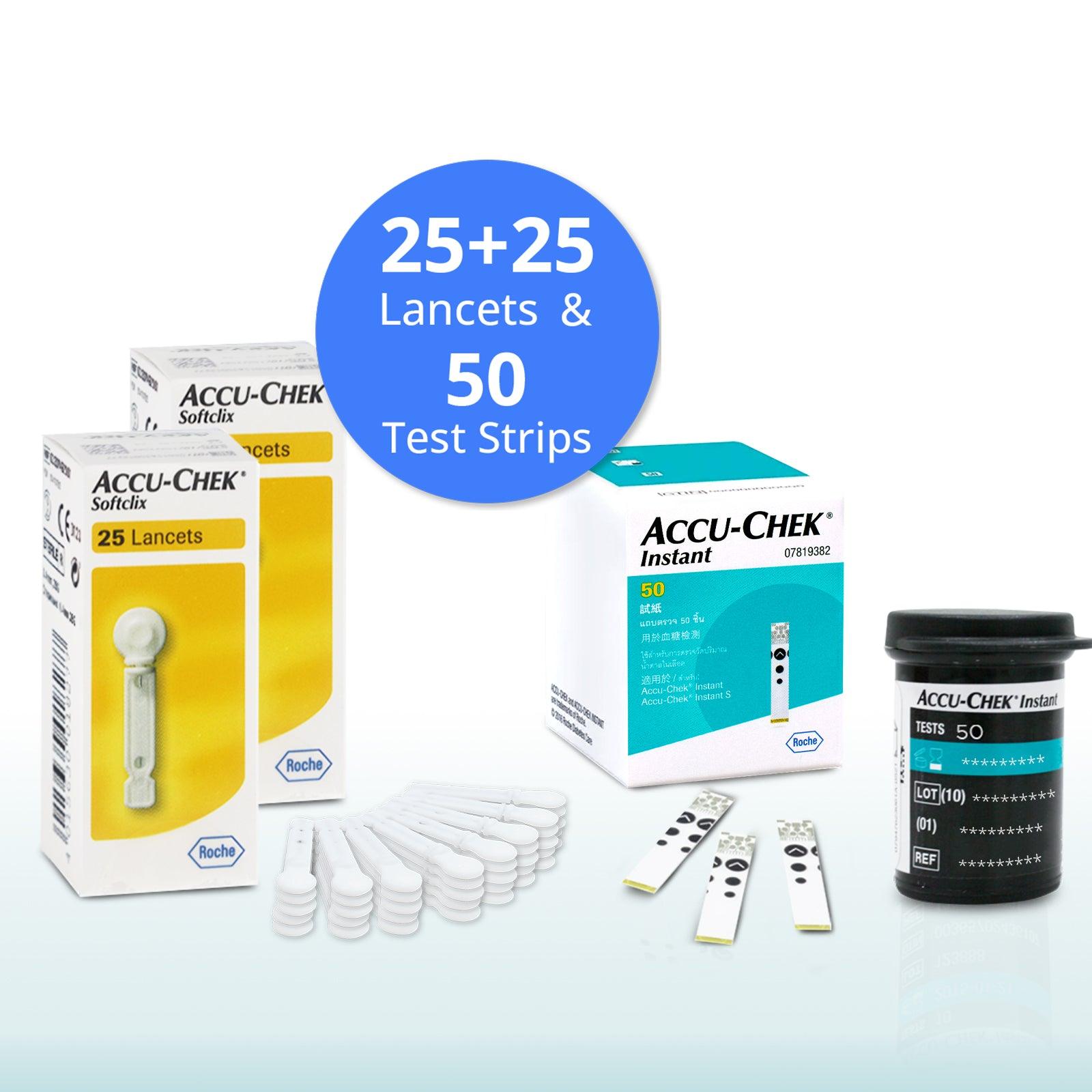Accu-Chek Softclix Lancets 50pcs (25pcs x2) + Instant Test Strips (50pcs)