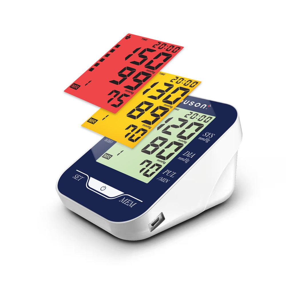 Ouson Senior Elite 3 Colour Backlight Extra Large Size (22cm-52cm) Arm Type Electronic Blood Pressure Monitor