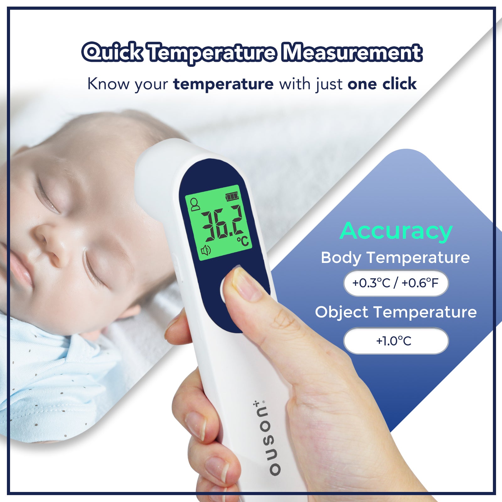 Ouson 3 Color Backlight Infrared Thermometer