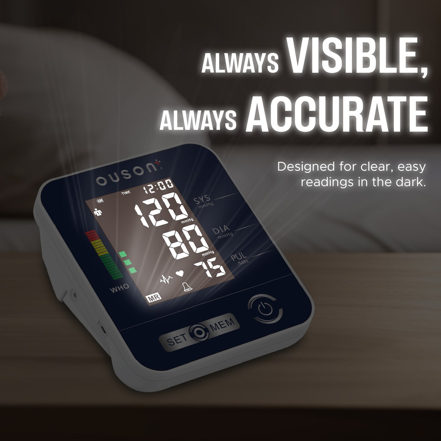 Ouson 3.5" Backlight Arm-Type Electronic Blood Pressure Monitor [BSX516]