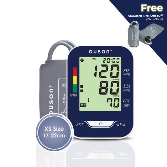 Ouson Senior Elite 3 Colour Backlight XS Size (17-22cm) Arm Type Electronic Blood Pressure Monitor