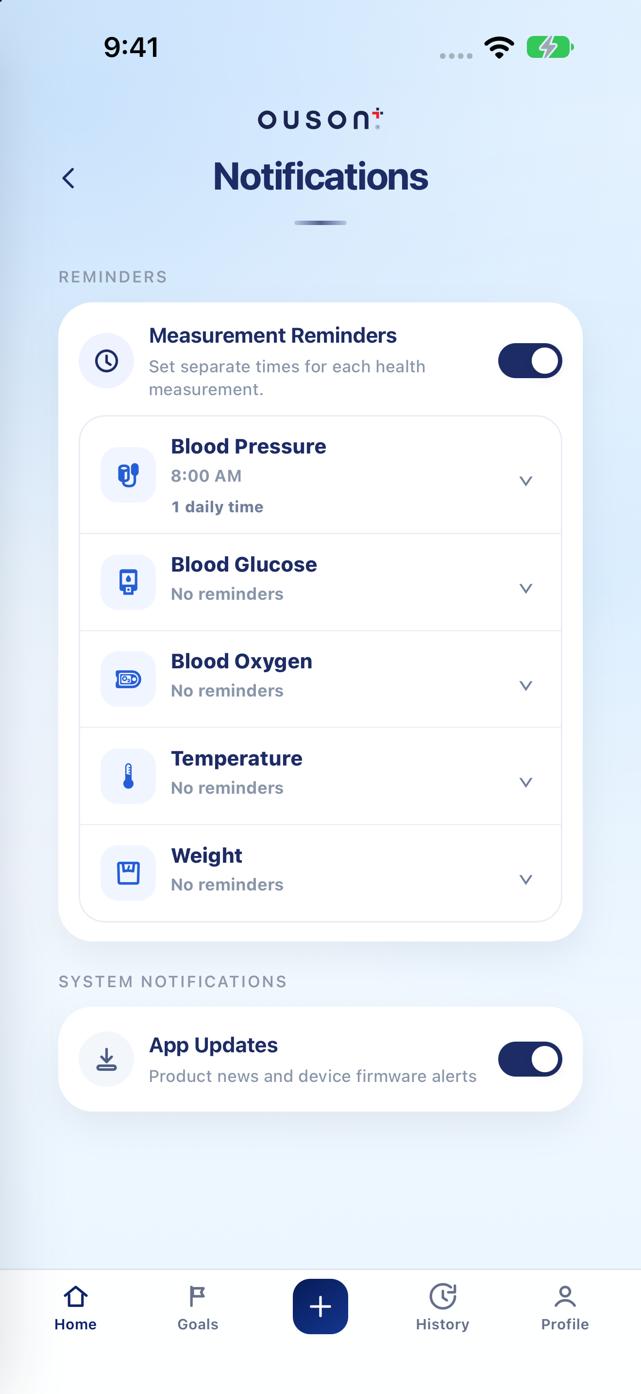 OUSON Health Notifications on iPhone
