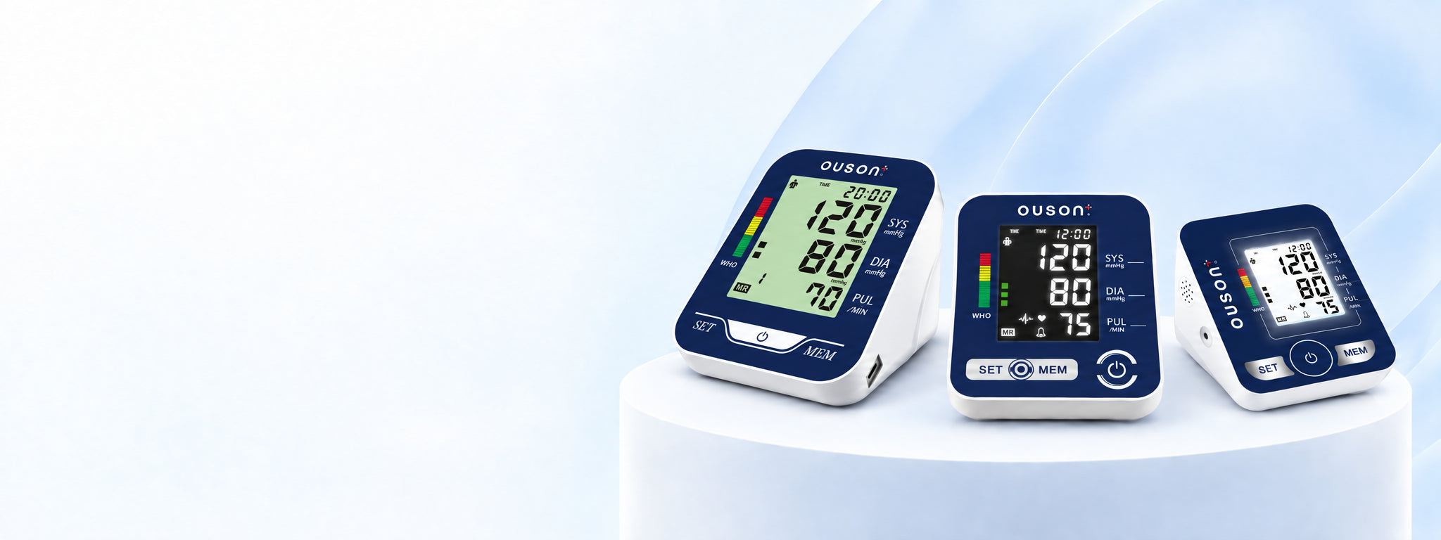 OUSON Senior Elite, Home Pro and Travel Lite blood pressure monitors