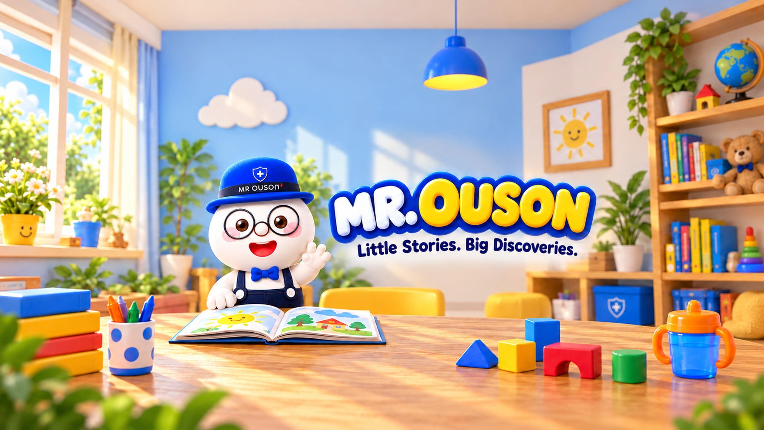 MR. OUSON in a colourful playroom. Little Stories. Big Discoveries.